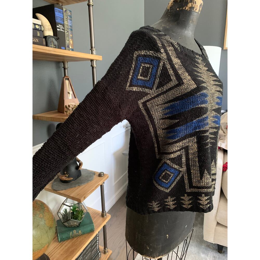 Abstract Design Sweater, 36 Point 5, Pullover, Large Cross, Geometric Pattern, - Picture 2 of 9